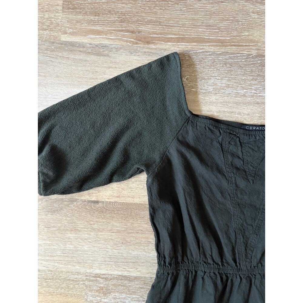 Curator black puff-sleeve midi dress - Picture 3 of 9